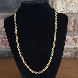 MONET 20” Twisted Rope Choker Necklace Gold plate 6mm width Vintage 70's 80's